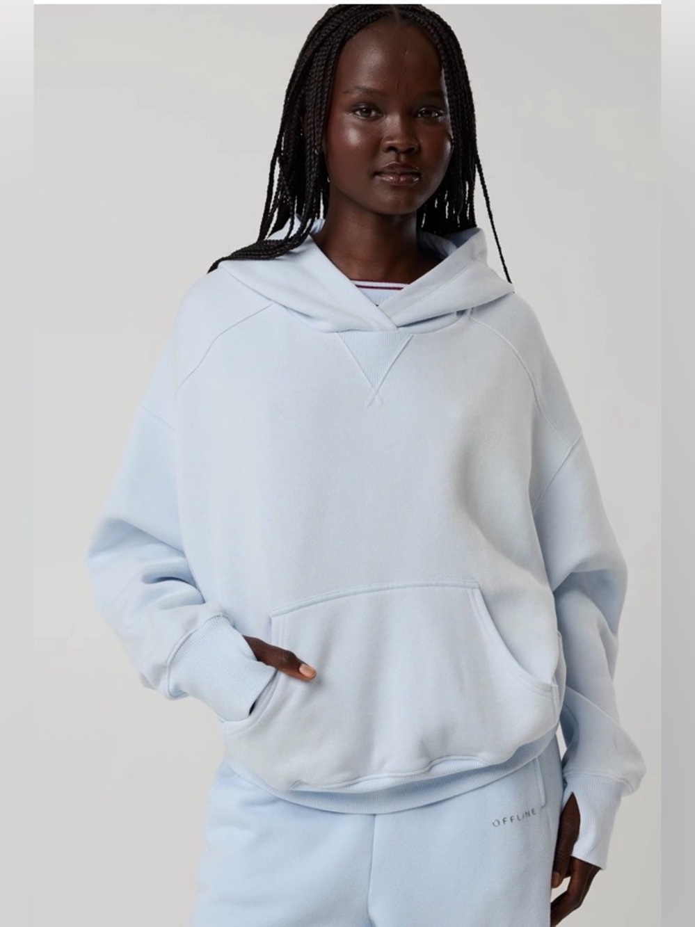 OFFLINE By Aerie Cloud Fleece Hoodie in Eyelet Blue